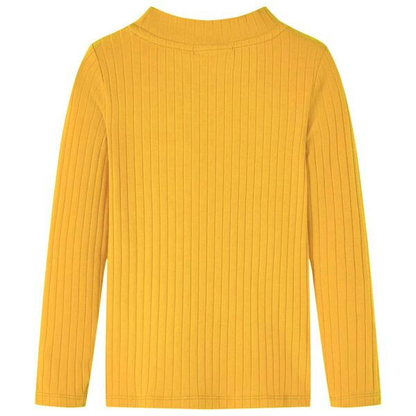 Kindershirt met lange mouwen geribd 104 donker okerkleurig