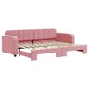 vidaXL Slaapbank met onderschuifbed 80x200 cm fluweel roze
