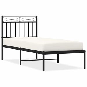 vidaXL Bedframe met hoofdbord metaal zwart 75x190 cm