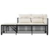 vidaXL 3-delige Loungeset met kussens poly rattan zwart