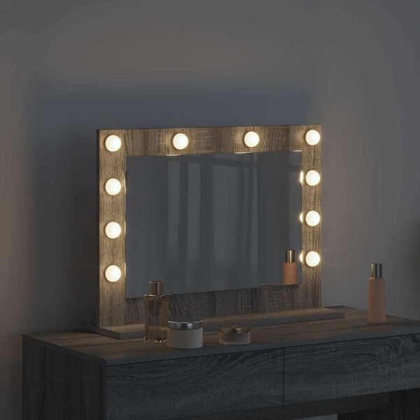 vidaXL Schmink Spiegel met spiegel Grijs Sonoma 60 x 45 x 18 cm