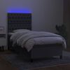 vidaXL Boxspring met matras en LED stof donkergrijs 100x200 cm