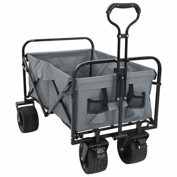 vidaXL Vouwbare Handtrolley Grijs 89 x 63 x 96 cm Staal en Oxford stof