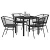 vidaXL Tuin eettafelset 5 pcs Zwart poly rattan