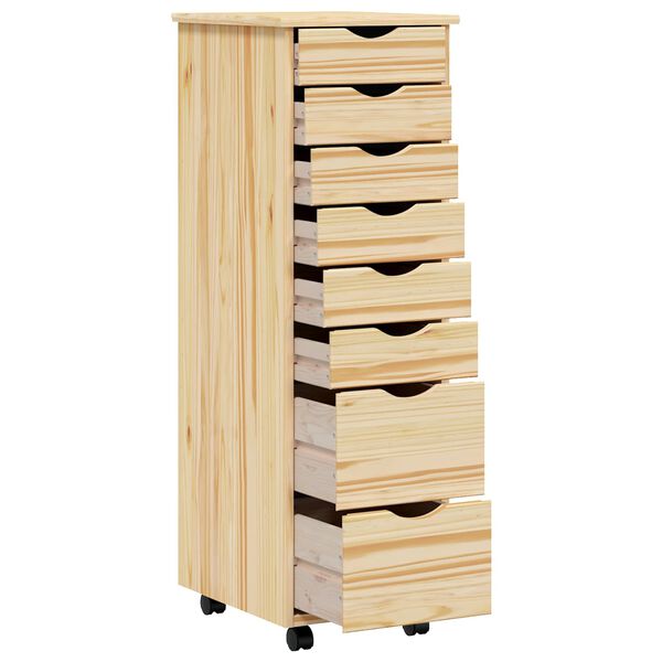 vidaXL Rolling Cabinet met Laden MOSS Heldere Vernis 34 x 39 x 103 cm