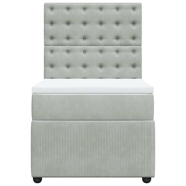 vidaXL Boxspring met matras fluweel lichtgrijs 80x200 cm