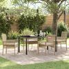 vidaXL Tuin eettafelset met kussen 5 pcs Beige poly rattan