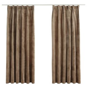 vidaXL Gordijnen verduisterend 2 st met haken 140x175 cm fluweel beige