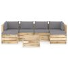 vidaXL 7-delige Loungeset met kussens groen ge&iuml;mpregneerd hout