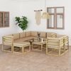 vidaXL 10-delige Loungeset met kussens ge&iuml;mpregneerd grenenhout
