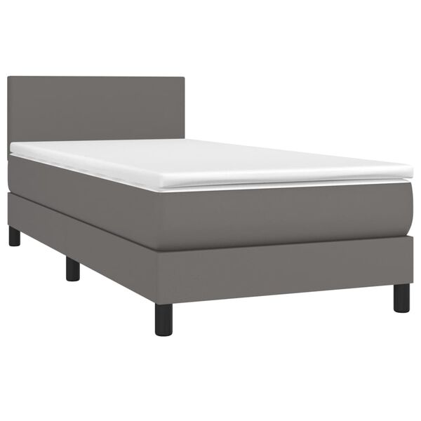 vidaXL Boxspring met matras kunstleer grijs 80x200 cm