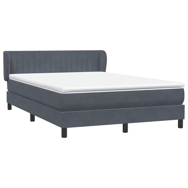 vidaXL Boxspring met matras fluweel donkergrijs 140x220 cm