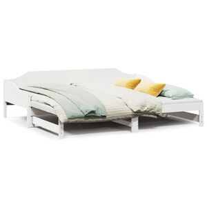 vidaXL Slaapbank met onderschuifbed 90x190 cm massief grenenhout wit
