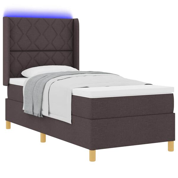 vidaXL Boxspringbed met LED-stripverlichting Bruin 100 x 200 cm Stof