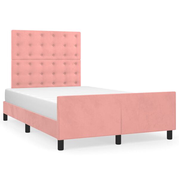 vidaXL Bedframe zonder matras 120x190 cm fluweel roze
