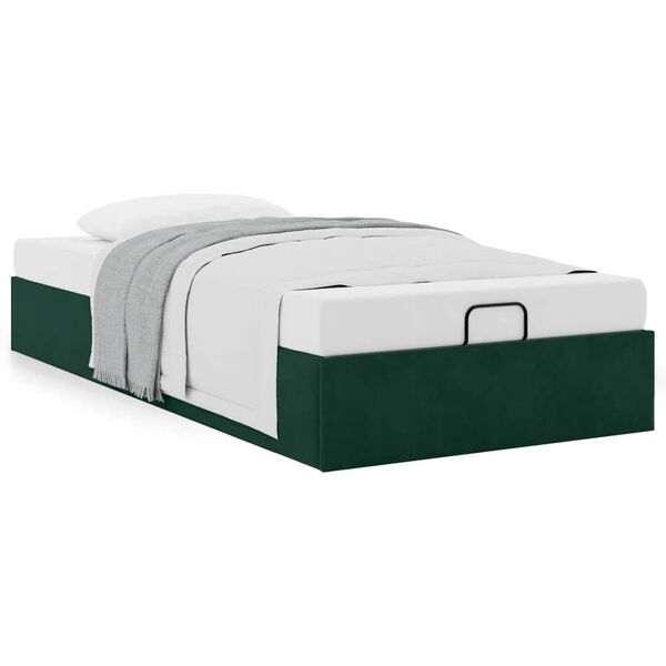 vidaXL Bedframe zonder matras 90x200 cm fluweel donkergroen