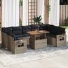 vidaXL 10-delige Loungeset met kussens poly rattan grijs