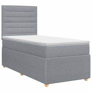 vidaXL Boxspringbed met matras met hoofdeinde Lichtgrijs Enkel Stof