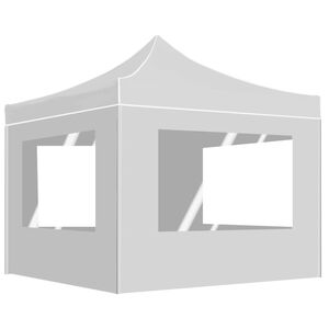 vidaXL Partytent inklapbaar met wanden 2x2 m aluminium wit