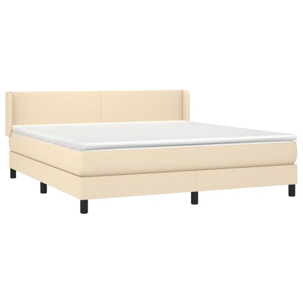 vidaXL Boxspring met matras stof cr&egrave;mekleurig 180x200 cm