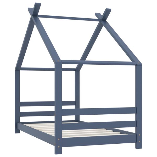 vidaXL Kinderbedframe massief grenenhout grijs 80x160 cm