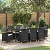 vidaXL Tuin Eetset 9 pcs Zwart poly rattan