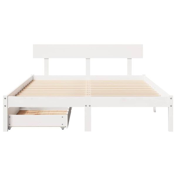 vidaXL Bedframe zonder matras massief grenenhout wit 140x200 cm
