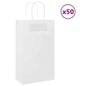 vidaXL Papieren zakken 50 st met hengsels 21x11x36 cm wit