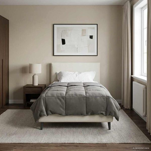 vidaXL Vol jaar dekbed Gekwilt Lichtgrijs 155 x 200 cm Microfiber