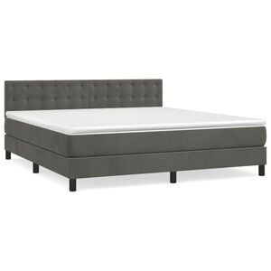 vidaXL Boxspring met matras fluweel donkergrijs 160x200 cm