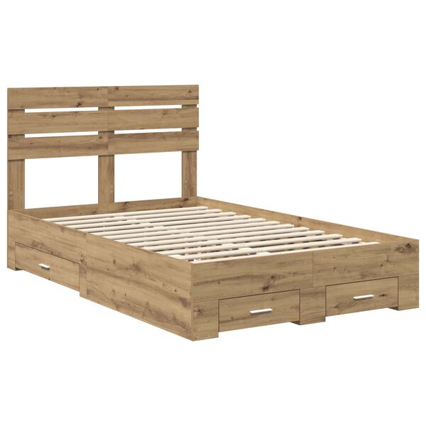 vidaXL Bedframe met lade met hoofdeinde met opslag Bewerkt hout