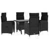 vidaXL Buiten eettafelset 5 pcs Zwart poly rattan