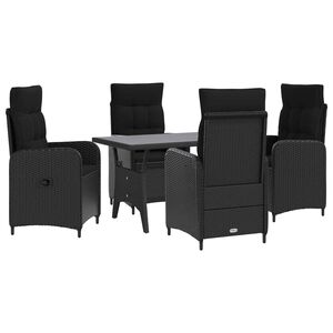 vidaXL Buiten eettafelset 5 st Zwart poly rattan