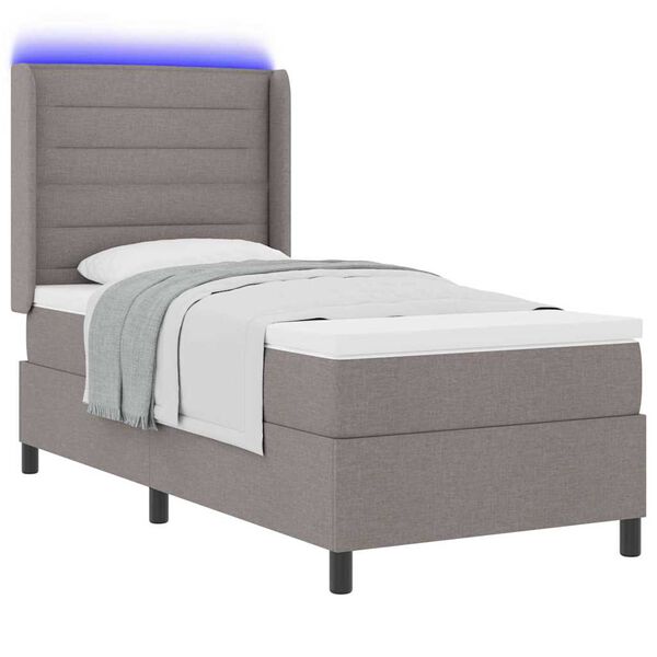 vidaXL LED Box Spring Bed met matras Taupe 100 x 200 cm Stof