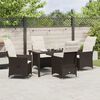 vidaXL Tuin eettafelset met kussen 5 pcs Bruin poly rattan