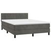 vidaXL Boxspring met matras en LED fluweel donkergrijs 140x190 cm