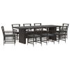 vidaXL Buiten eettafelset 9 st Zwart poly rattan