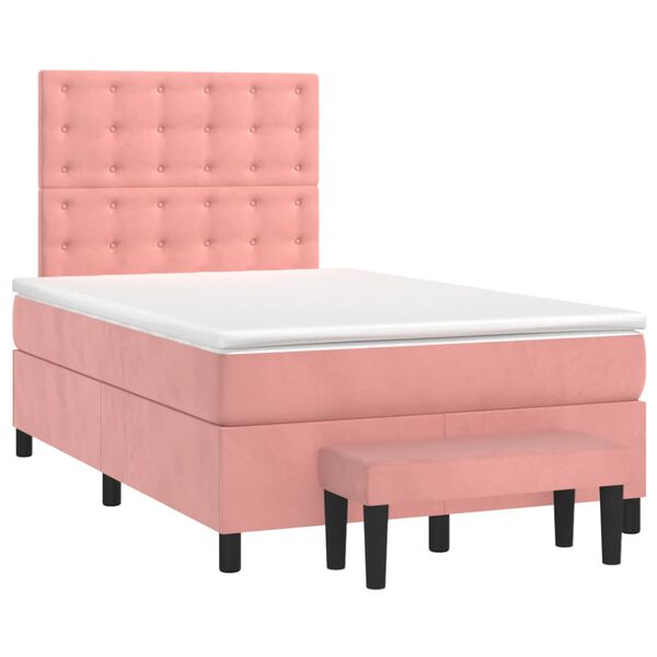 vidaXL Boxspring met matras fluweel roze 120x200 cm