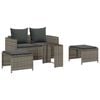 vidaXL 5-delige Tuinbankstel met kussens stapelbaar poly rattan grijs