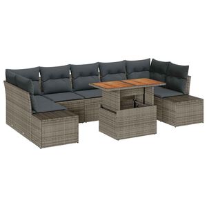 vidaXL Tuin Sofa Set met opslag 8 pcs Grijs Poly riet