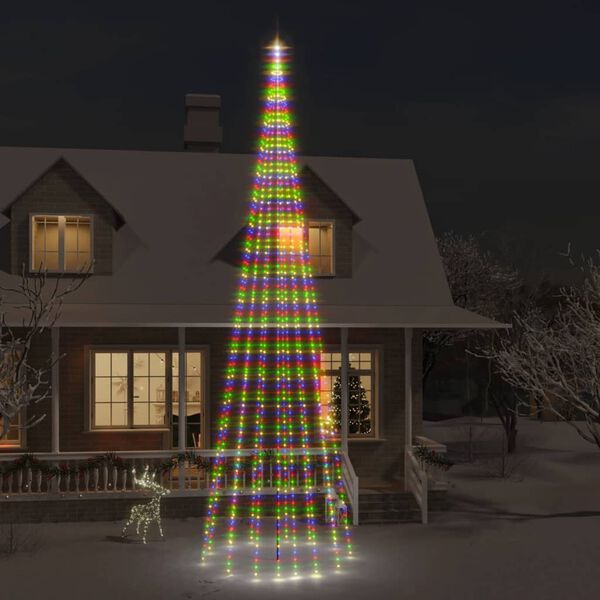 vidaXL Vlaggenmast kerstboom 1134 LED's meerkleurig 800 cm