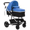 vidaXL Kinderwagen 2-in-1 aluminium blauw en zwart