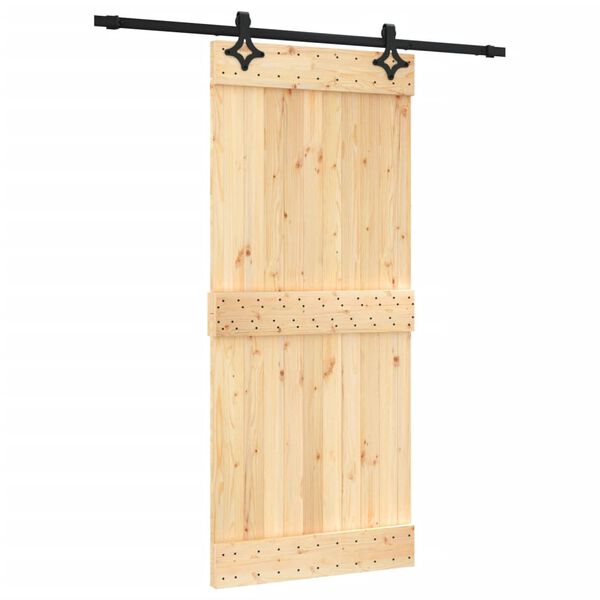 vidaXL Schuifdeur met beslag 90x210 cm massief grenenhout