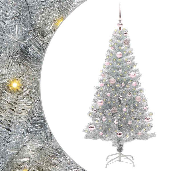 vidaXL Kerstboom met 150 LED met standaard Zilver 150 cm PET