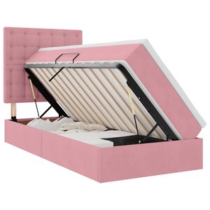 vidaXL Opslag bed met matras met matras Roze 90 x 190 cm Fluweel