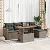 vidaXL 6-delige Loungeset met kussens poly rattan acacia grijs