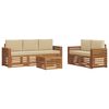 vidaXL Sofa-Sets 6 pcs Natuurlijk en Beige Massief Acaciahout