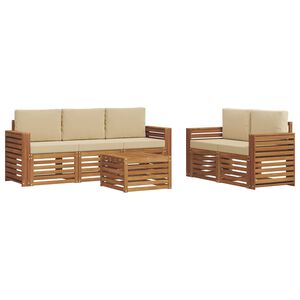 vidaXL Sofa-Sets 6 pcs Natuurlijk en Beige Massief Acaciahout