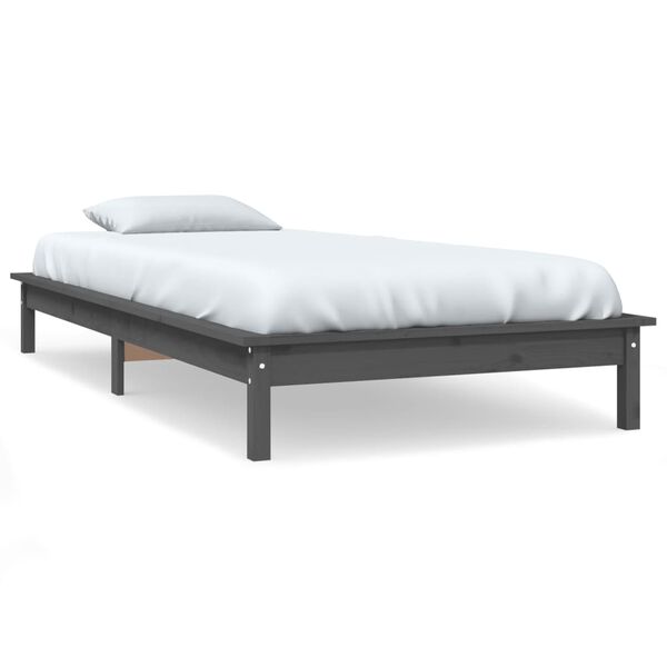 vidaXL Bedframe massief grenenhout grijs 100x200 cm