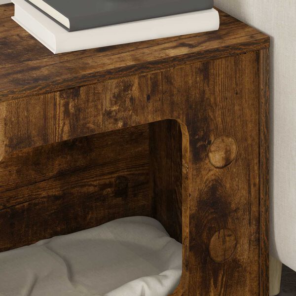 vidaXL Kattenhuis Gerookt eiken 51 x 30 x 52 cm Bewerkt hout